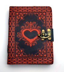 2693 - Black/Red Leather Embossed Heart Journal